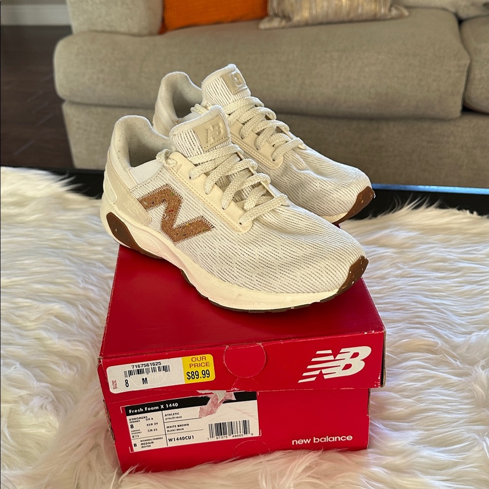 New Balance Fresh Foam X 1440 Cream and Brown Athletic Shoes